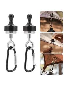 2pcs Camping Lantern Hooks Tent Canopy Fasteners, Key Ring Hooks, Secure Hanging, Quick Connection, Easy To Use, Convenient Installation, Multi-Functional Hooks - Black - View 2