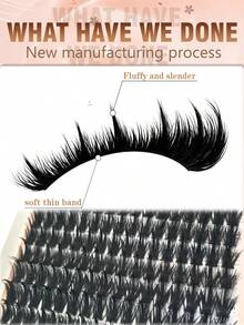 Queenice DIY 簇裝假睫毛接睫毛，輕盈蓬鬆尖端漫畫風假睫毛，10-18mm 混長單簇睫毛扇，自然濃密簇裝假睫毛，柔軟輕盈可重複使用，適合女性日常妝容、派對與美妝造型 - D - 查看 4