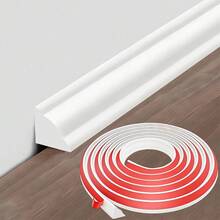 100/500cm Self Adhesive Flexible TPE Corner Trim Molding, Peel And Stick 3D Raised Wall Molding Trim, Half Round Decorative Strip For Baseboard, Wall Corner, Ceiling, Bathroom, Kitchen, DIY Home Decor - A - View 2