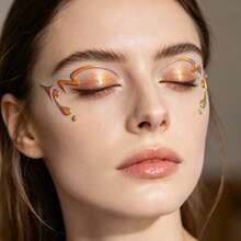 4 Sheets Y2K Eyeliner Style Metallic Silver Face Decor Stickers , Waterproof Eye Eyeliner Stickers For Festival Party Makeup - Multicolor - View 4