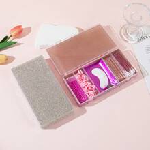 1 buah Kotak Penyimpanan Alat Bulu Mata Vertikal Persegi Panjang Berhiaskan Rhinestone dengan 5 Slot dan Tutup Flip, Kompartemen Terbagi Plastik Transparan dengan Desain Jepit, Hadiah Hari Valentine, Perlengkapan Penyimpanan Rumah Tangga - MultiWarna - View 3