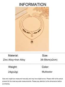 3pcs/Set Vintage Casual Tiger Eye Stone Sun Pendant Layered Necklace Fashion Women Neck Jewelry Suitable For Daily Wear, Dating, Vacation And Party - Multicolor - View 5