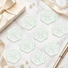 20 PCS 3D-Bow Wax Seal Stickers, Elegant Self-Adhesive Champagne Seals, For Wedding Invitations, Gift Wrapping Decals, Envelopes, Christmas & Party Decor, Greeting Cards - Vibrant Green - Bow - Iridescent Green - View 9