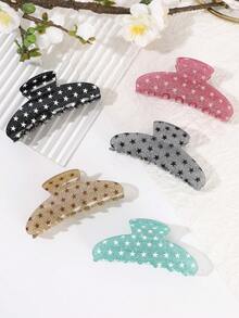 1件裝時尚極簡 Y2K 亮片星星大號髮夾，日常通勤簡約女款髮飾 - 彩色 - 查看 2