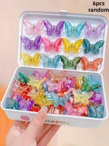 12/6/2 pièces Pinces à cheveux papillon en gelée 3D, cristal clair et transparent, durable et respectueux des cheveux, accessoires capillaires doux et mignons - convient aux filles et aux adolescentes, pour le quotidien, les vacances, l'école, les rendez-vous - Multicolore - Voir 10