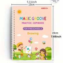 4pcs Large Reusable Handwriting Letter Practice Book, Comfortable Tracing, Grooved Magic Practice Workbook Set, Halloween Christmas Gift - Color Style Randomized - View 6