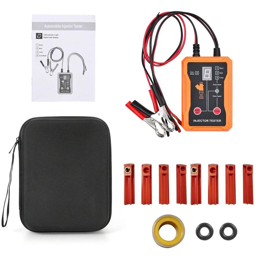 Kit de Probador de Inyectores de para Automóviles 2 en 1, Potente Herramienta de Diagnóstico de Limpieza para Mantenimiento del Motor del Automóvil con 8 Adaptadores y 8 Modos de Pulso - Naranja - Ver 1