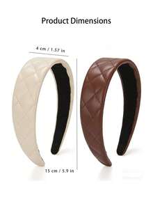 1PC/6PCSQuilted Faux Leather Wide Headband, Padded Non Slip Hair Hoop, Retro Elegant Daily Hair Accessory, Perfect For Makeup And Casual Wear - Multicolor - View 5