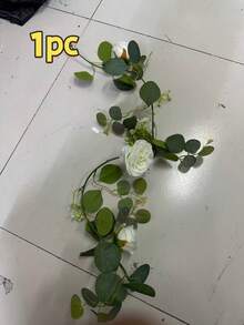 1件尤加利花環 人造綠植花環，適用於婚禮裝飾、居家派對裝飾、桌面裝飾、秋季家居裝飾 - A - 查看 10