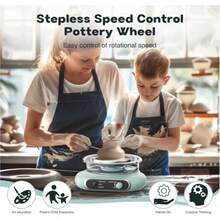 Mini Electric Pottery Wheel With Pedal For Beginners, Complete Kit With Tools And Paints, Adjustable Speed Ceramic Machine For DIY Art - Perfect Creative Gift - Baby Blue - View 2