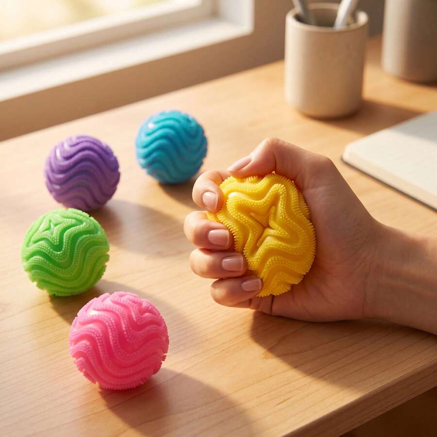 Children's Multi-Functional Round Soft Squishy Stress Relief Toy - Spiky Ball & Colorful Egg Dual Design, Flour-Like Sensory Squeeze Ball, Slow Rebound Anger Release Squeeze Toy, Soft Colorful Ball, Relieve Anxiety & Emotional Stress - Multicolor - View 1