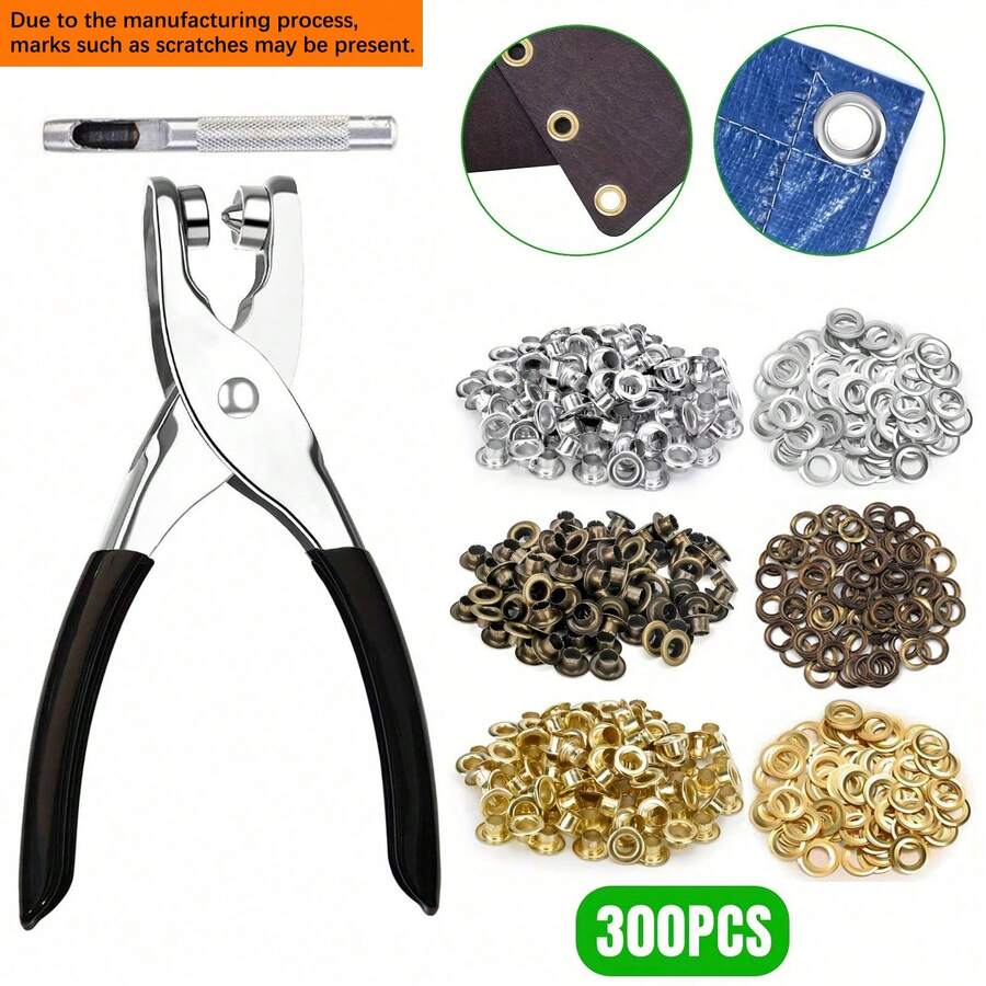 1/4" (6mm) 雞眼打孔套組附雞眼夾鉗－適用於皮革吊牌、紙藝手工、標籤、禮品袋與 DIY 配件