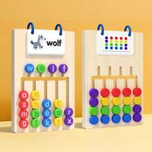Wooden Letter Sliding Spelling Toy With Flashcards, High-Frequency Word Matching Game, Color-Coded Letter Blocks High-Frequency Word Learning Puzzle, Fine Motor Skills Educational Reading Toy For 3-6 Years Old Children, Gift For Boys And Girls - Letter Moving Puzzle - View 6