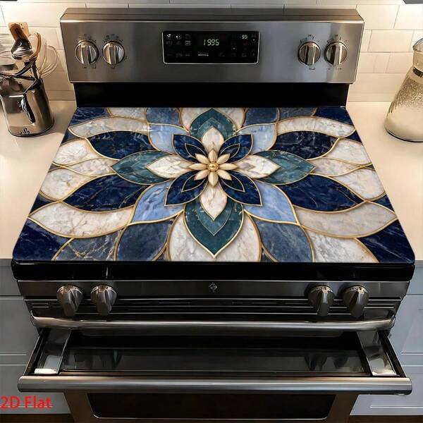 1pc Marble Mandala Pattern Stove Top Cover, Anti - Scratch Non - Slip Kitchen Countertop Protector, Catches Spills & Splatters, Dish Drying Mat, Multipurpose Home Essential, Reusable Durable Stove Pad, Travel Essentials, Kitchen Essentials