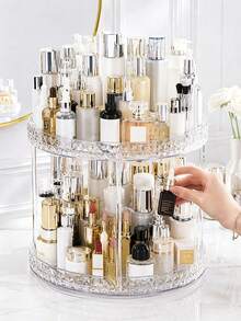 360° Rotating Acrylic Storage Rack, Perfume Storage Rack, Cosmetic Storage Rack, Jewelry Storage Rack, Transparent Multi-Layer Desktop Storage Tray, Vanity Organizer Rack, Suitable For Bedroom Decor, Bathroom, Desktop And Home Decor - Multicolor - View 3