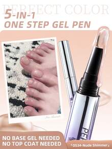 PERFECT COLOR Bolígrafo de Gel para Uñas 5 en 1 de un Paso 3ml Nude Glitter, sin necesidad de capa base y capa superior, esmalte de uñas de gel UV LED, adecuado para principiantes manicura DIY diaria - Multicolor - Ver 8