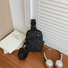 Tas Dada Mini Motif Bintang, Tas Selempang Kecil Kasual Serbaguna untuk Remaja, Ransel Ponsel Olahraga Ringan, Cocok untuk Penggunaan Sehari-hari - B - View 11
