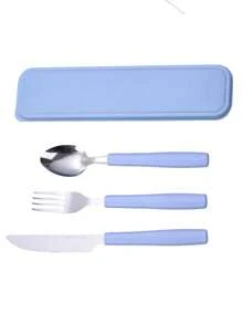 Customized Name Fork, Spoon, Knife Set, Personalized Stainless Steel Fork, Customized Portable Cutlery 3 Pieces Set, Customizable Spoon And Fork Set, Christmas Gift, Anniversary, Travel, Portable, With Cartoon Pattern - Multicolor - View 11