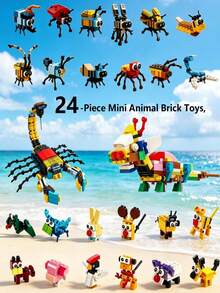 Youleli 24pcs Kids Animal Building Blocks Puzzle Toy, DIY Early Education Assembly Game Toy, Ideal Holiday Gift For Boys And Girls - Multicolor - View 2