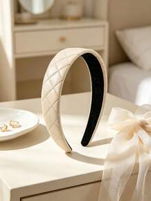 1PC/6PCSQuilted Faux Leather Wide Headband, Padded Non Slip Hair Hoop, Retro Elegant Daily Hair Accessory, Perfect For Makeup And Casual Wear - Multicolor - View 7