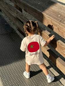 Infant Basic Short Sleeve Round Neck Top, Suitable For Multi-Scenario Daily Wear, For Baby Girls - Apricot - View 11