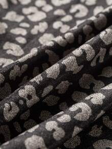 Acelitt Kaos Rajut Lengan Panjang Motif Leopard Wanita, Kerah Bulat, Potongan Reguler, Cocok untuk Liburan Musim Semi dan Gugur - MultiWarna - View 8