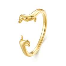 WOSTU 1pc Cute Animal Theme 925 Sterling Silver Multi-Tone Open Band Ring Dolphin Fox Hug Hand Design Jewelry For Women Party Anniversary Gift - Adjustable - View 15