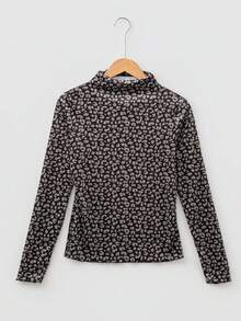 Acelitt Kaos Rajut Lengan Panjang Motif Leopard Wanita, Kerah Bulat, Potongan Reguler, Cocok untuk Liburan Musim Semi dan Gugur - MultiWarna - View 3