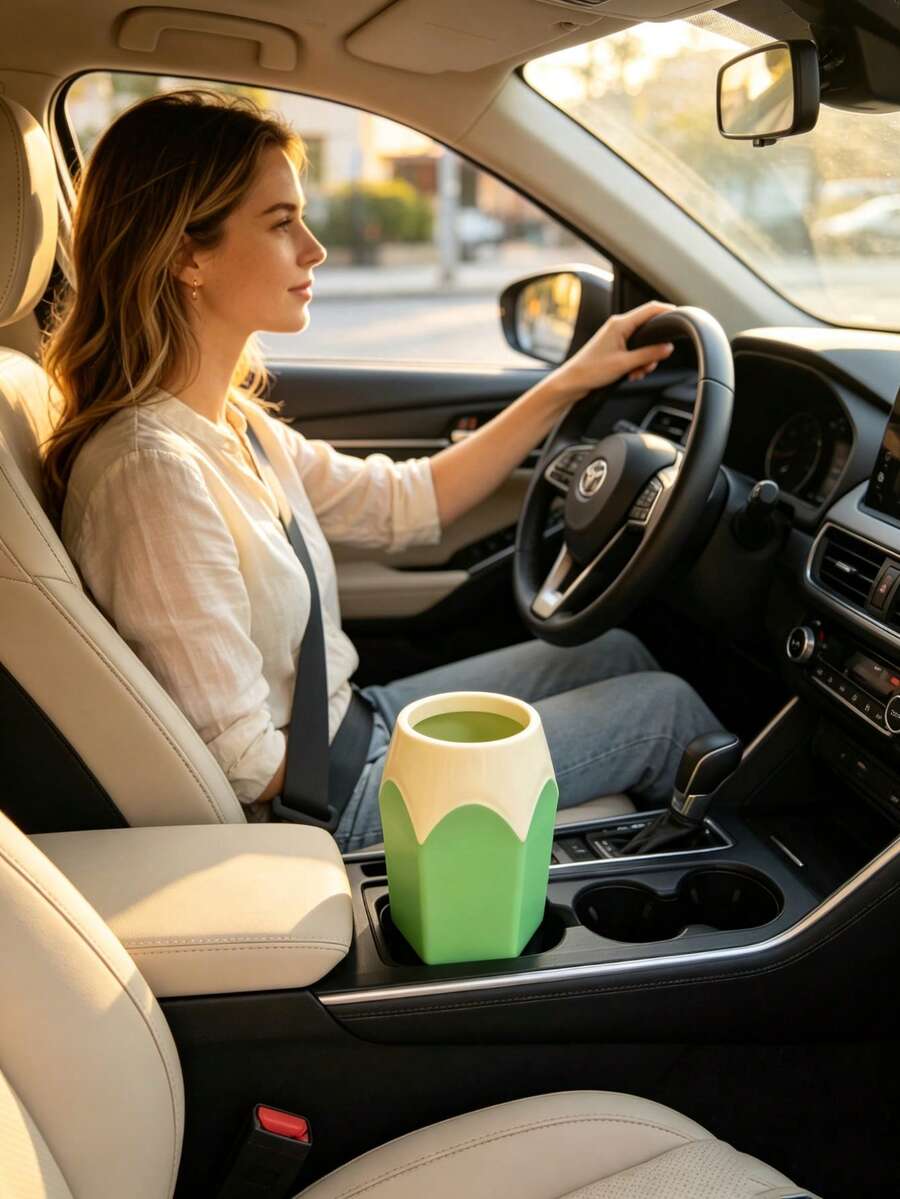 1pc Car Coin Storage Box, Multifunctional Car Mini Trash Can With Lid, Desktop Storage Box, Ashtray, Car Cup Holder, Suitable For Car Waste Disposal, Car Trash Can, Suitable For Storing Small Items In Car - As Shown In the Picture - View 1