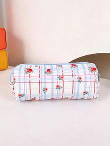 1pc Personalized Floral Pattern Pencil Case, Embroidered Name, Custom Zipper Pencil Pouch, Back To School Gift, Makeup Brush Storage Bag, School Supplies, Custom Toiletry Bag, Cosmetic Bag - Multicolor - View 12