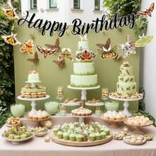 Moth Insect Party Banners And Garland Set - Moths Themed Happy Birthday Banner Moth Insect Garland For Bug Themed Birthday Party Decorations - Black - View 3