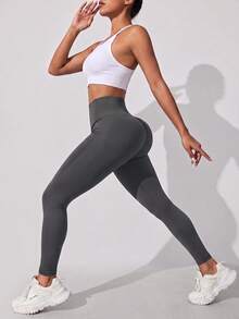 Seamless Yoga High Elasticity Casual Leggings | Women's Tight Pants - Grey - View 5