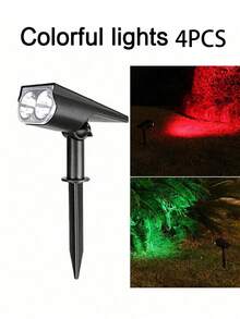 LED Solar Powered Dual-Use Spotlight Tree Light Outdoor Ultra Bright Multi-Color Landscape Light Yard Garden Villa Decoration Floodlight Lawn Path Light - Lawn Lights - View 22
