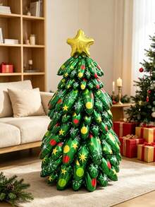 6/9pcs Assembled Christmas Tree Aluminum Foil Balloon Set, Star Christmas Tree, Santa Claus Christmas Tree Balloons, Christmas Decoration Balloons, Holiday Photo Props - Assembly Christmas Tree - View 6