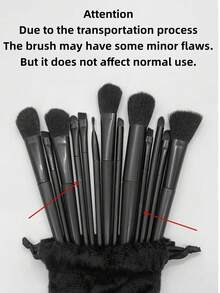 13pcs Makeup Brush Set With Storage Bag, Suitable For All Black Makeup Tools And Brushes, Fine Brush Head Design, Soft Bristles, Ideal Gift For Global Holidays - None - View 9