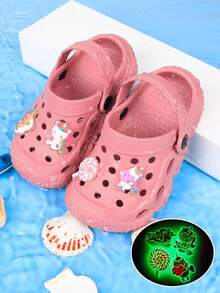 Children's Summer Glow-In-The-Dark Clog Shoes, Unisex - Coral Pink - View 7