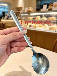 6pcs Pure Titanium Spoons, Exquisite Ice Flower Design Soup Spoons, Home Western Style Spoons, Eating Spoons, Dessert Spoons, Watermelon Spoons, Cake, Coffee, Ice Cream, Honey Spoons - Multicolor - View 6