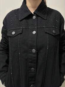 pthirillo Women Denim Jackets & Coats - 黑色水鑽之夜 - 查看 4