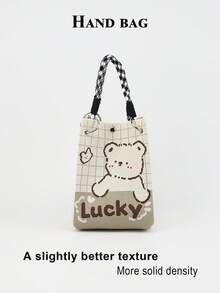 1pc Cute Cartoon Animal Large Capacity Lightweight Handbag, Suitable For Commuting, School, Travel, Portable Matching With Clothes, All Seasons - Multicolor - View 3
