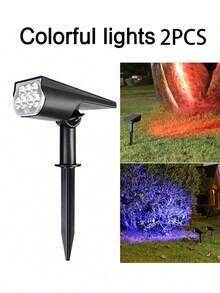 LED Solar Powered Dual-Use Spotlight Tree Light Outdoor Ultra Bright Multi-Color Landscape Light Yard Garden Villa Decoration Floodlight Lawn Path Light - Lawn Lights - View 21