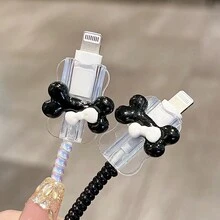 5pcs/Set Cute White Dog Series 20W EU Fast Charger Protective Case Compatible With Apple Data Cable Cable Sleeve Protector - Multicolor - View 4