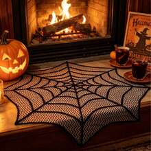 1pc Halloween Lace Spider Web Tableware Set Gothic Spooky Design, Perfect Table Decor For Halloween Parties - Multiple Styles - View 1