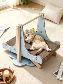 Multifunctional Cat Scratcher Made Of Wear-Resistant Corrugated Paper For Cats To Sharpen Claws And Rest, Equipped With Cat Teaser Toys, Featuring A Stable And Attractive Cloud-Shaped Base - one-size - View 8