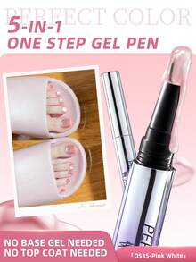 PERFECT COLOR One-Step Gel Nail Polish Pen 3ml, Warna Gel Krem Pink Putih, Kilap Tinggi Tahan Lama, Membutuhkan Lampu UV LED, Cocok Untuk Gaya Gadis Polos, Musim Panas Dan Manikur Sehari-hari - MultiWarna - View 10