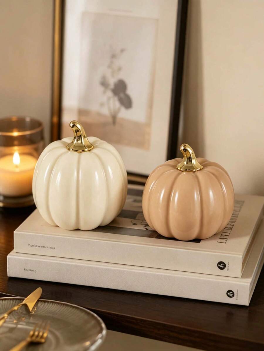 1pc Modern Minimalist Pumpkin Decorative Statue, Nordic Ins Style Home Decor, Autumn Decoration, Suitable For Living Room, Bookshelf, Entryway, Storage Rack, Desktop, Fireplace Mantel, Perfect Gift For Pumpkin Lovers And Housewarming - Multiple Styles - View 1