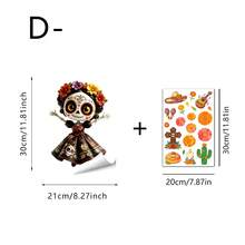 1/5pcs Day Of The Dead Skull & Cactus/Marigold Static Cling Window Stickers, Suitable For Party, Restaurant And Day Of The Dead Home Decor - Multicolor - View 13