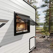 60*45cm RV Right Angle Outward Sliding Window, Equipped With Built-In Screen Mesh And Sunshade Blind, Universal Replacement Window For Camper, Trailer And Motorhome Exterior Installation - Black and White - View 1