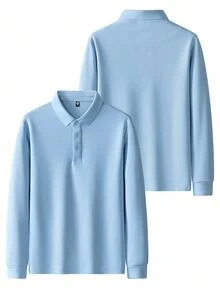 3pcs Men's Polo Shirts, Versatile Loose Fit Long Sleeve POLO Shirts, Casual Sports Long Sleeve Shirts - Multicolor - View 4