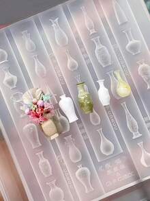 1件裝中式玉扣花瓶精緻造型國風3D雕花美甲矽膠模具 - 彩色 - 查看 8