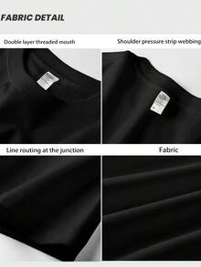 Men's Thick Cotton T-Shirt - Versatile Plus Size - Summer Casual Style -  Brand - Stylish Print For Youth - 黑色 - 查看 3